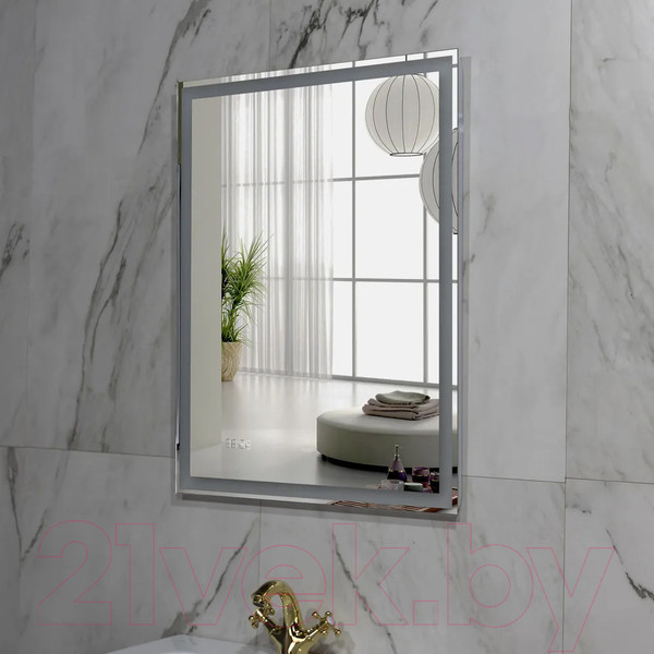 Изображение товара Зеркало Пекам Greta 80x120 / greta-80x120dcl (с подсветкой, сенсором на взмах руки и часами)