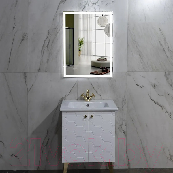 Изображение товара Зеркало Пекам Greta 80x120 / greta-80x120dcl (с подсветкой, сенсором на взмах руки и часами)