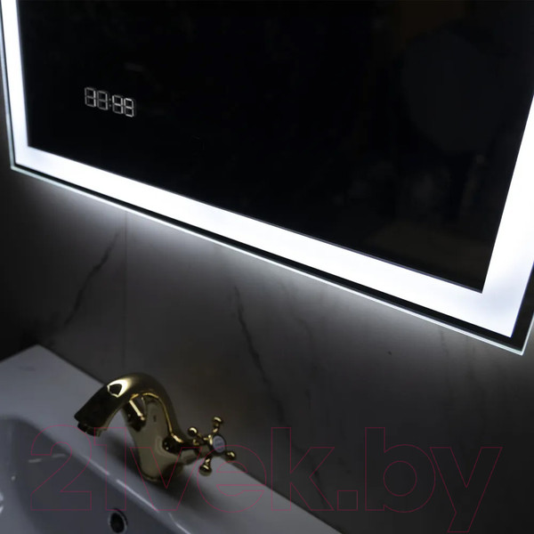 Изображение товара Зеркало Пекам Greta 80x120 / greta-80x120dcl (с подсветкой, сенсором на взмах руки и часами)