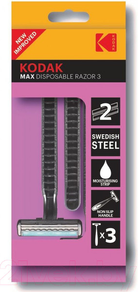 Изображение товара Набор бритвенных станков Kodak Disposable Razor Max 2 / CAT 30422551/144 (3шт)