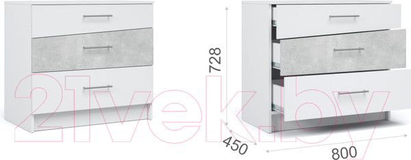 Изображение товара Комплект мебели для спальни Империал Антария (белый жемчуг/ателье)