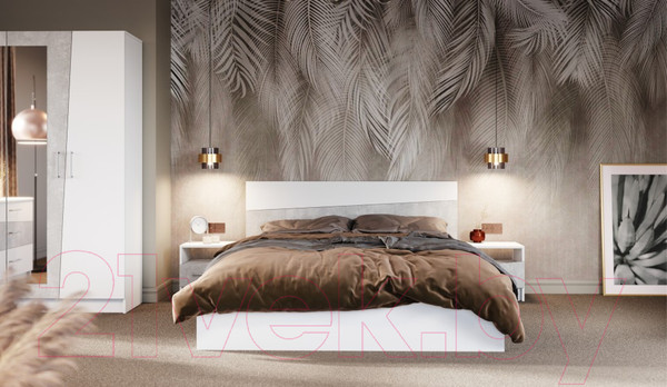 Изображение товара Комплект мебели для спальни Империал Антария (белый жемчуг/ателье)