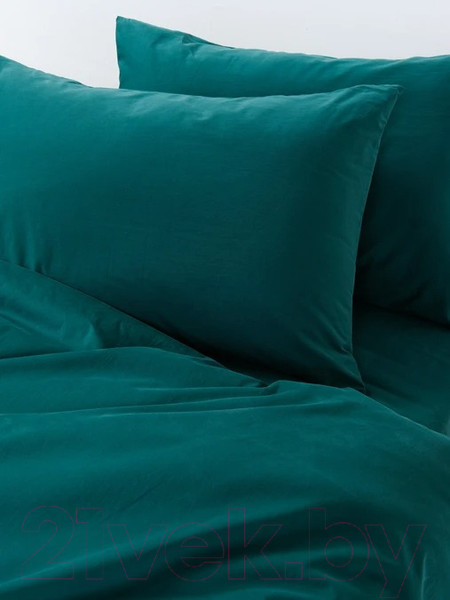 Изображение товара Комплект постельного белья GoodNight Сатин Делюкс Евро 2 / 385245 (изумруд)
