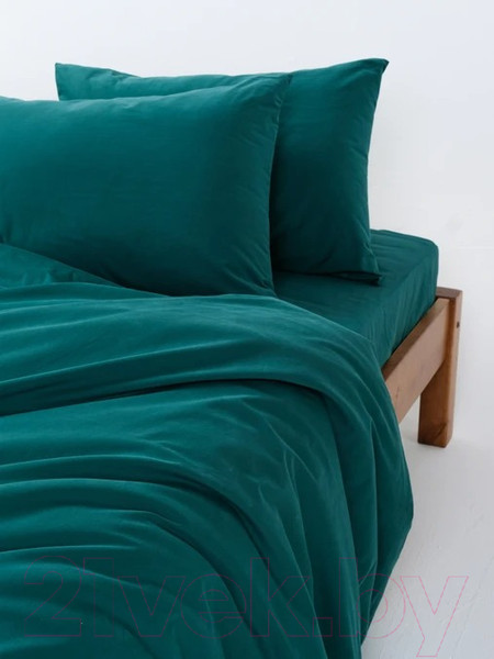 Изображение товара Комплект постельного белья GoodNight Сатин Делюкс Евро 2 / 385245 (изумруд)