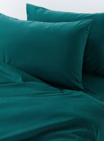 Изображение товара Комплект постельного белья GoodNight Сатин Делюкс Евро / 385247 (50x70, изумруд)