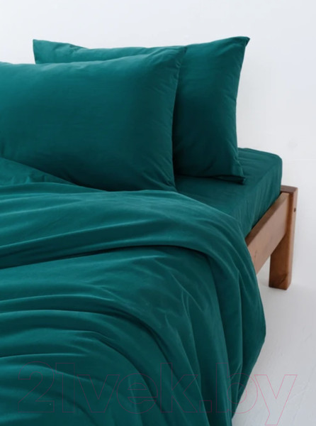 Изображение товара Комплект постельного белья GoodNight Сатин Делюкс Евро / 385247 (50x70, изумруд)