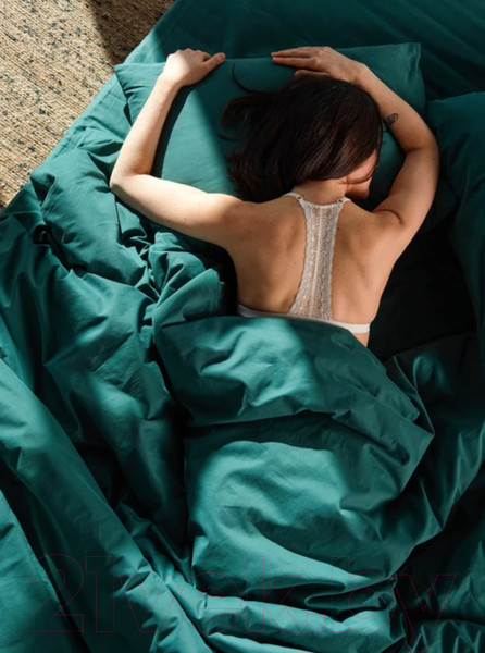 Изображение товара Комплект постельного белья GoodNight Сатин Делюкс Евро / 385247 (50x70, изумруд)