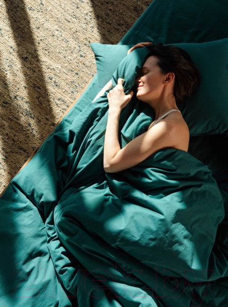 Изображение товара Комплект постельного белья GoodNight Сатин Делюкс Евро / 385247 (50x70, изумруд)