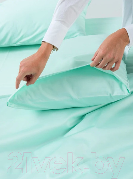 Изображение товара Комплект постельного белья GoodNight Сатин Делюкс Евро / 385243 (50x70, мята)