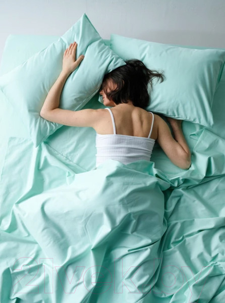 Изображение товара Комплект постельного белья GoodNight Сатин Делюкс Евро / 385243 (50x70, мята)