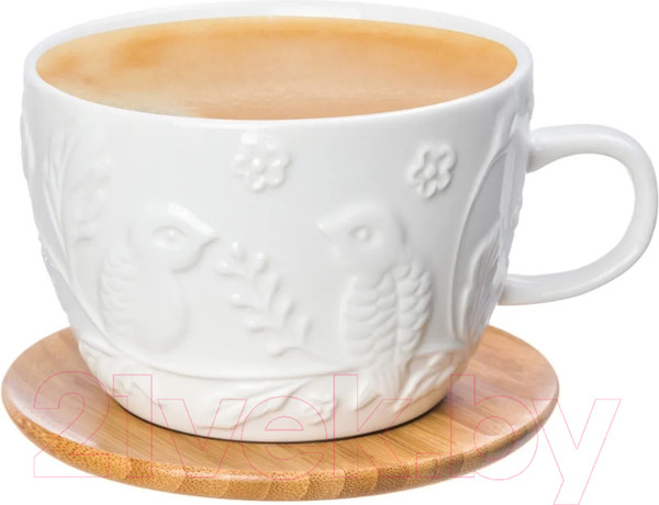 Изображение товара Чашка с блюдцем Elan Gallery Птички на ветке / 540217