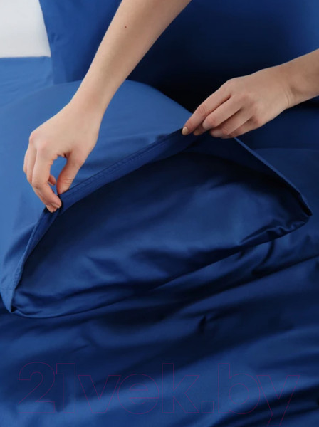 Изображение товара Комплект постельного белья GoodNight Сатин Делюкс Евро / 348383 (50x70, синий)