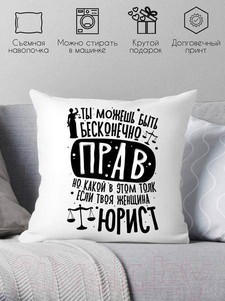 Изображение товара Подушка декоративная Print Style Девушке юристу / 40x40plat231