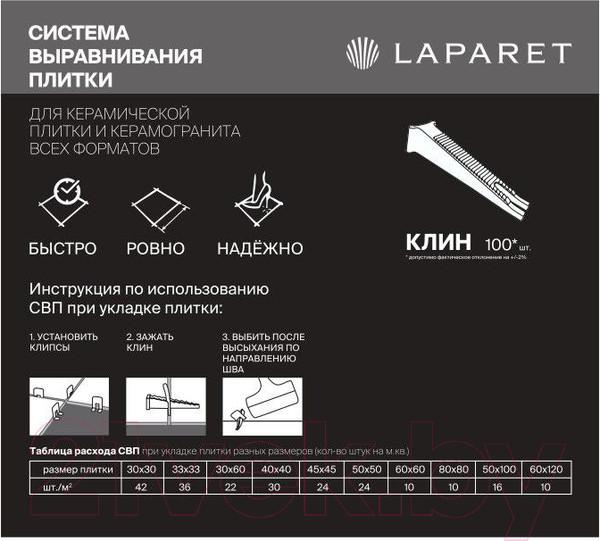 Изображение товара Клинья для выравнивания плитки Laparet Клин 1мм/1.5мм (100шт)