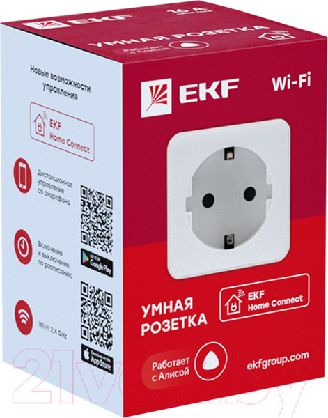 Изображение товара Умная розетка EKF Сonnect Wi-Fi / RCS-1-WF (белый)