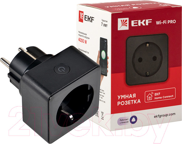 Изображение товара Умная розетка EKF Сonnect Pro Wi-Fi / RCS-2-WF (черный)