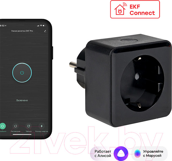 Изображение товара Умная розетка EKF Сonnect Pro Wi-Fi / RCS-2-WF (черный)