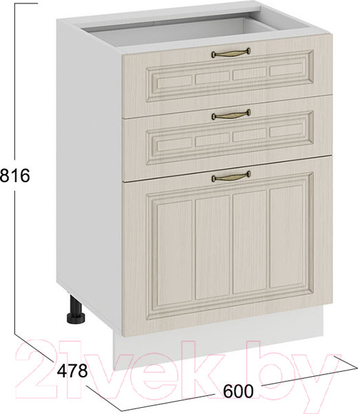 Изображение товара Шкаф-стол кухонный ТриЯ Лина 1Н6Я3 (белый/крем)