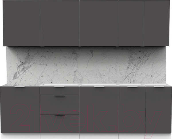 Изображение товара Кухонный гарнитур Интермебель Микс Топ-9 2.6м без столешницы (графит серый)