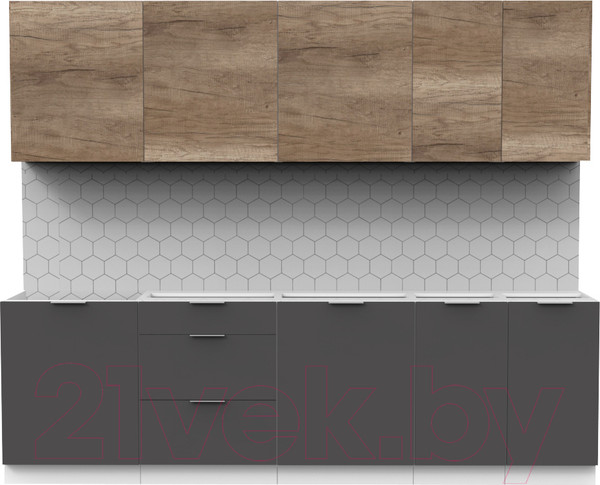 Изображение товара Кухонный гарнитур Интермебель Микс Топ-9 2.6м без столешницы (дуб каньон/графит серый)