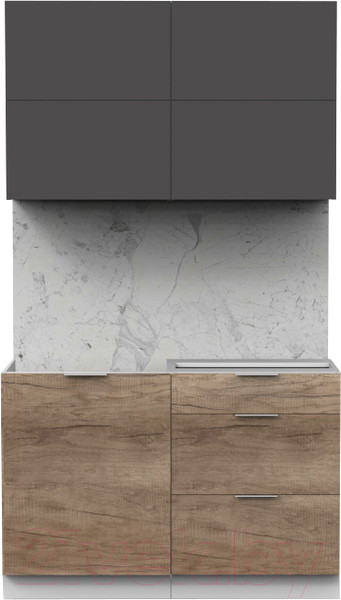 Изображение товара Кухонный гарнитур Интермебель Микс Топ-31 1.2м без столешницы (графит серый/дуб каньон)