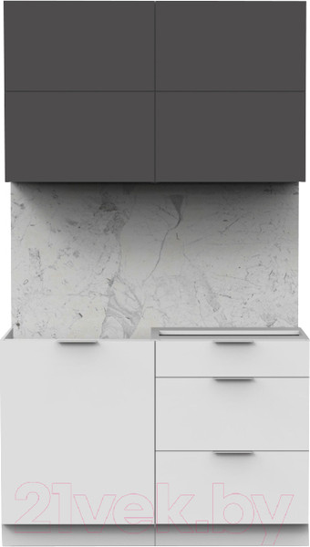 Изображение товара Кухонный гарнитур Интермебель Микс Топ-31 1.2м без столешницы (графит серый/белый премиум)