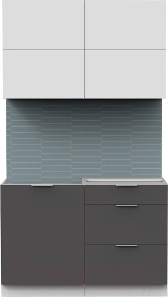 Изображение товара Кухонный гарнитур Интермебель Микс Топ-31 1.2м без столешницы (белый премиум/графит серый)