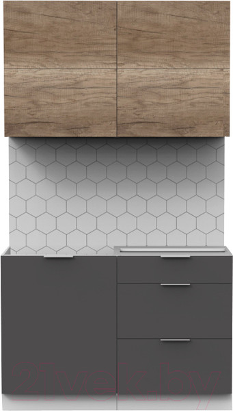 Изображение товара Кухонный гарнитур Интермебель Микс Топ-31 1.2м без столешницы (дуб каньон/графит серый)