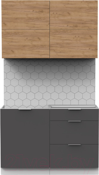 Изображение товара Кухонный гарнитур Интермебель Микс Топ-31 1.2м без столешницы (дуб крафт золотой/графит серый)