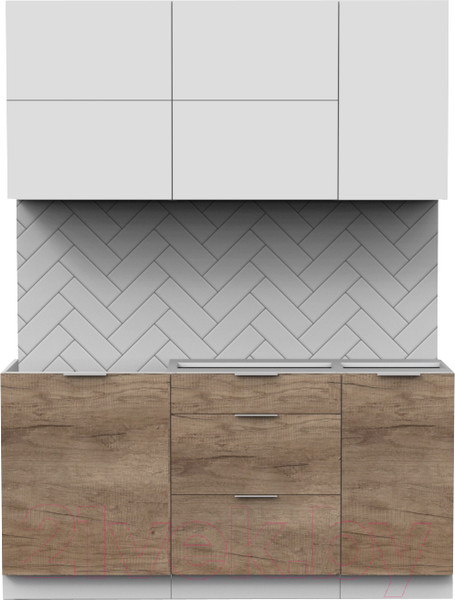 Изображение товара Кухонный гарнитур Интермебель Микс Топ-32 1.6м без столешницы (белый премиум/дуб каньон)