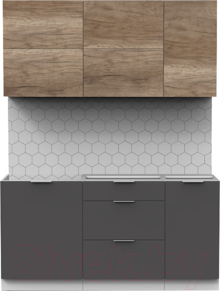 Изображение товара Кухонный гарнитур Интермебель Микс Топ-32 1.6м без столешницы (дуб каньон/графит серый)