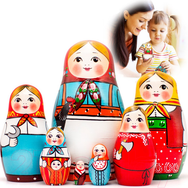 Изображение товара Матрешка сувенирная Брестская Фабрика Сувениров Расписанная в стиле первой русской матрешки / 7318