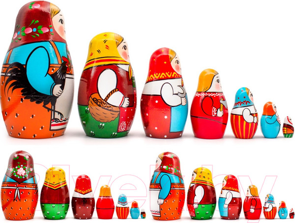 Изображение товара Матрешка сувенирная Брестская Фабрика Сувениров Расписанная в стиле первой русской матрешки / 7318