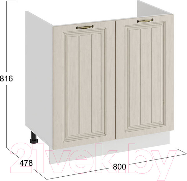 Изображение товара Шкаф под мойку ТриЯ Лина 1Н8М (белый/крем)