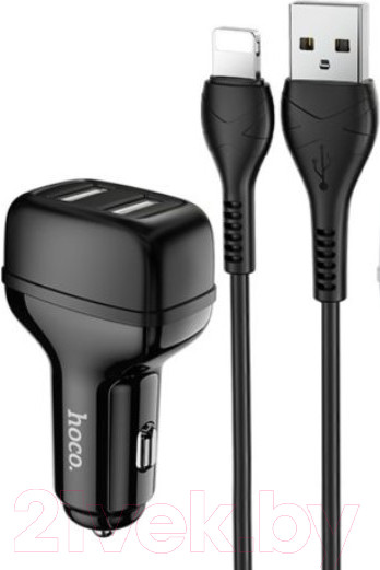 Изображение товара Зарядное устройство автомобильное Hoco Z36 + кабель Lightning (черный)