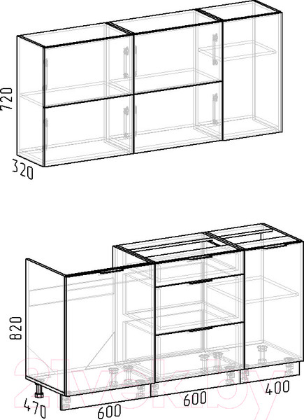 Изображение товара Кухонный гарнитур Интермебель Микс Топ-32 1.6м без столешницы (белый премиум/графит серый)