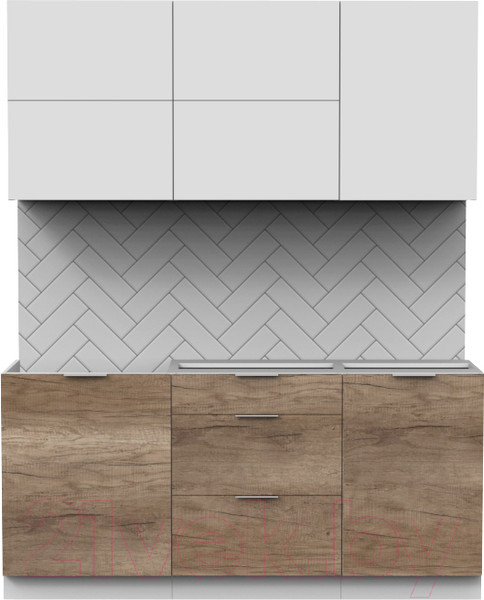 Изображение товара Кухонный гарнитур Интермебель Микс Топ-33 1.7м без столешницы (белый премиум/дуб каньон)
