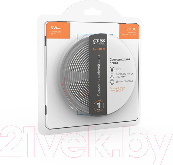 Изображение товара Светодиодная лента Gauss Basic BT022