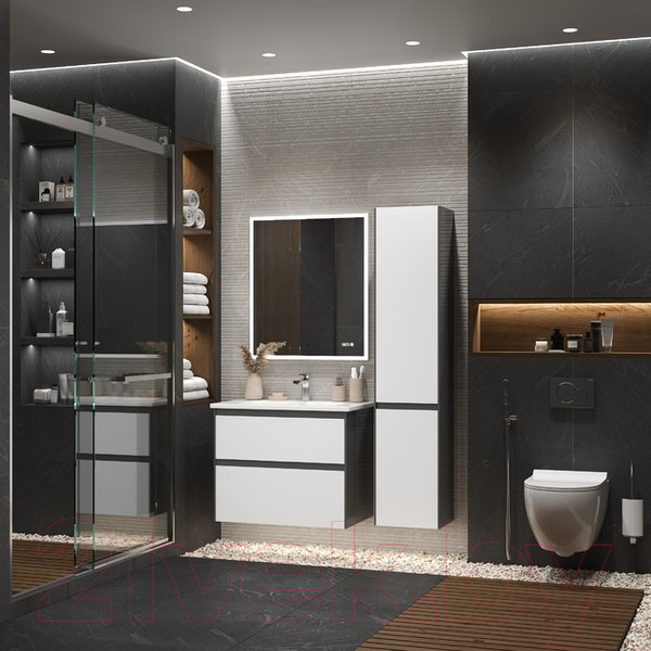 Изображение товара Тумба с умывальником Briz Бари Эйфория 80 / 222 03-18080-11 00 ГРФ