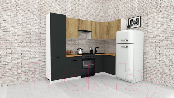 Изображение товара Кухонный гарнитур ВерсоМебель Эко-1 1.2x2.6 правая (дуб крафт золотой/антрацит/ст.золотистый дуб)