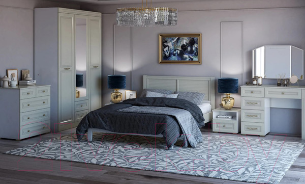 Изображение товара Прикроватная тумба Bravo Мебель Олимп Лак 1ящ (холодный серый/фисташковый)