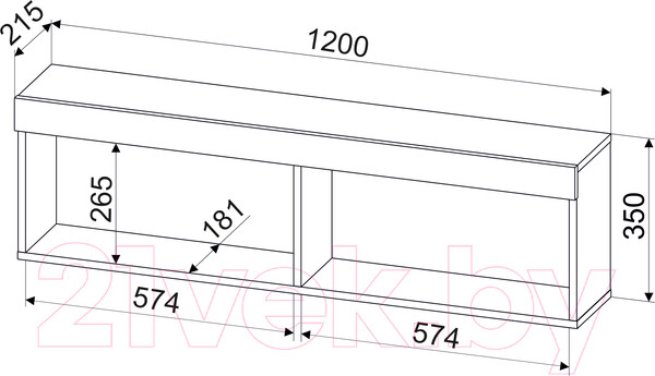 Изображение товара Полка Интерлиния Quartz QZ-П1 (дуб нокс/черный)