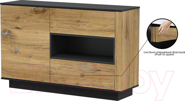 Изображение товара Тумба Интерлиния Quartz QZ-Т1Д2Ш (дуб нокс/черный)