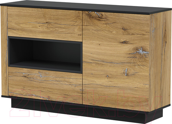 Изображение товара Тумба Интерлиния Quartz QZ-Т1Д2Ш (дуб нокс/черный)