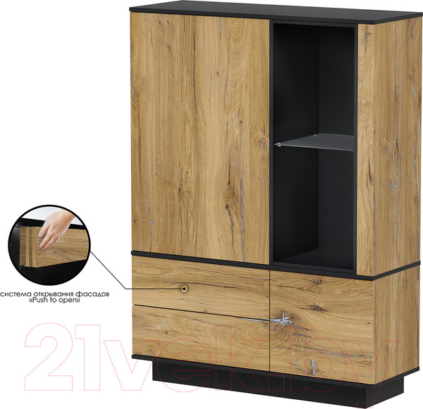 Изображение товара Шкаф Интерлиния Quartz QZ-ШК2 (дуб нокс/черный)