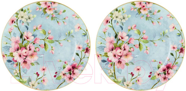 Изображение товара Набор тарелок Elan Gallery Яблоневый цвет на голубом / 420431