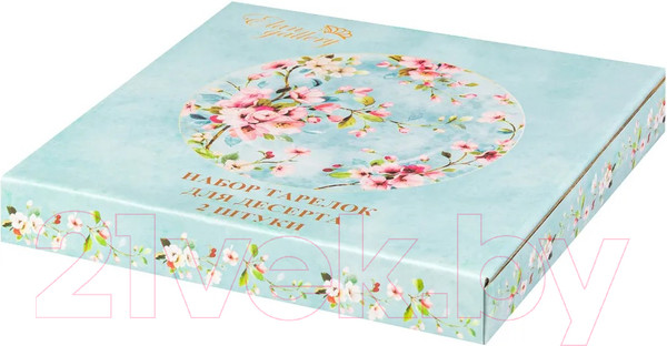 Изображение товара Набор тарелок Elan Gallery Яблоневый цвет на голубом / 420431