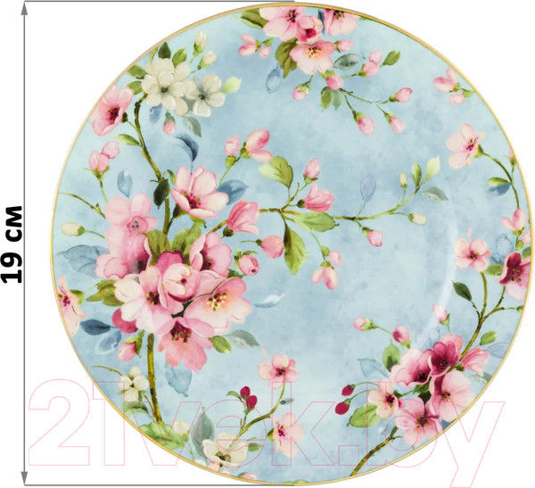 Изображение товара Набор тарелок Elan Gallery Яблоневый цвет на голубом / 420431