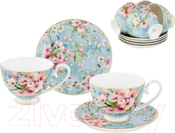 Изображение товара Набор для чая/кофе Elan Gallery Яблоневый цвет на голубом / 420441