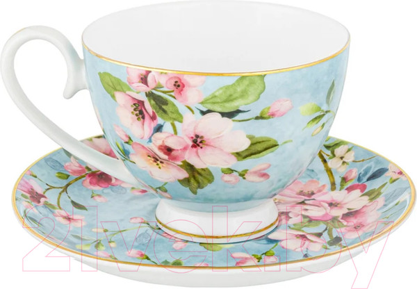 Изображение товара Набор для чая/кофе Elan Gallery Яблоневый цвет на голубом / 420441